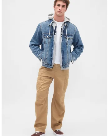 Pantaloni cargo cu terminatie ajustabila, Maro camel
