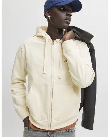 Hanorac relaxed fit cu fermoar, Maro camel