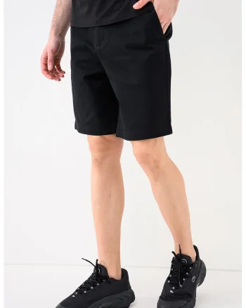 Pantaloni scurti uni din amestec de bumbac, Negru