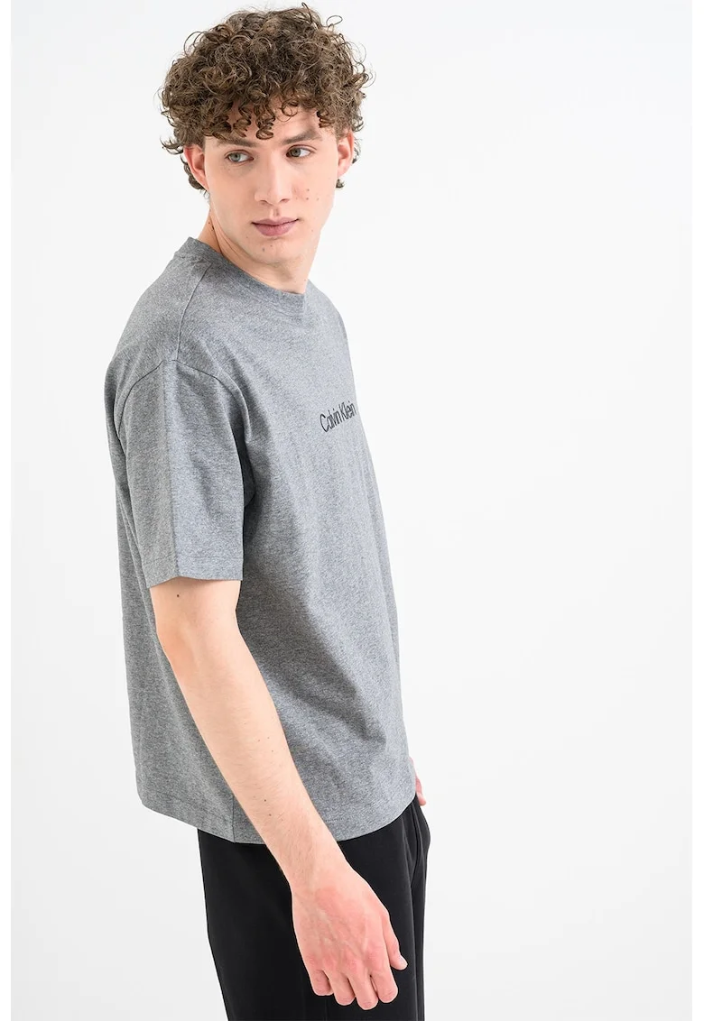 Tricou relaxed fit cu imprimeu logo Standard, Gri melange