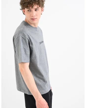 Tricou relaxed fit cu imprimeu logo Standard, Gri melange