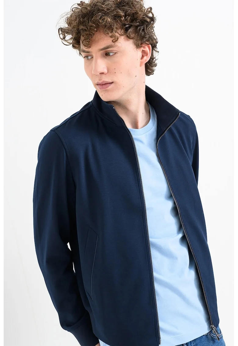 Bluza uni de trening cu fermoar, Bleumarin