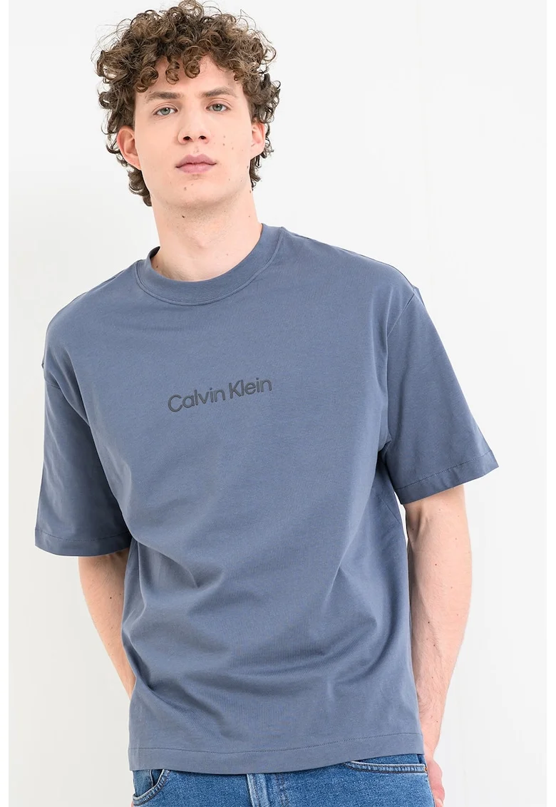 Tricou relaxed fit cu imprimeu logo Standard, Albastru prafuit