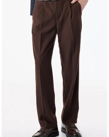 Pantaloni Chino cu talie medie, Maro inchis