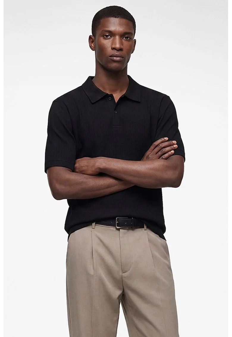 Tricou regular fit polo, Negru
