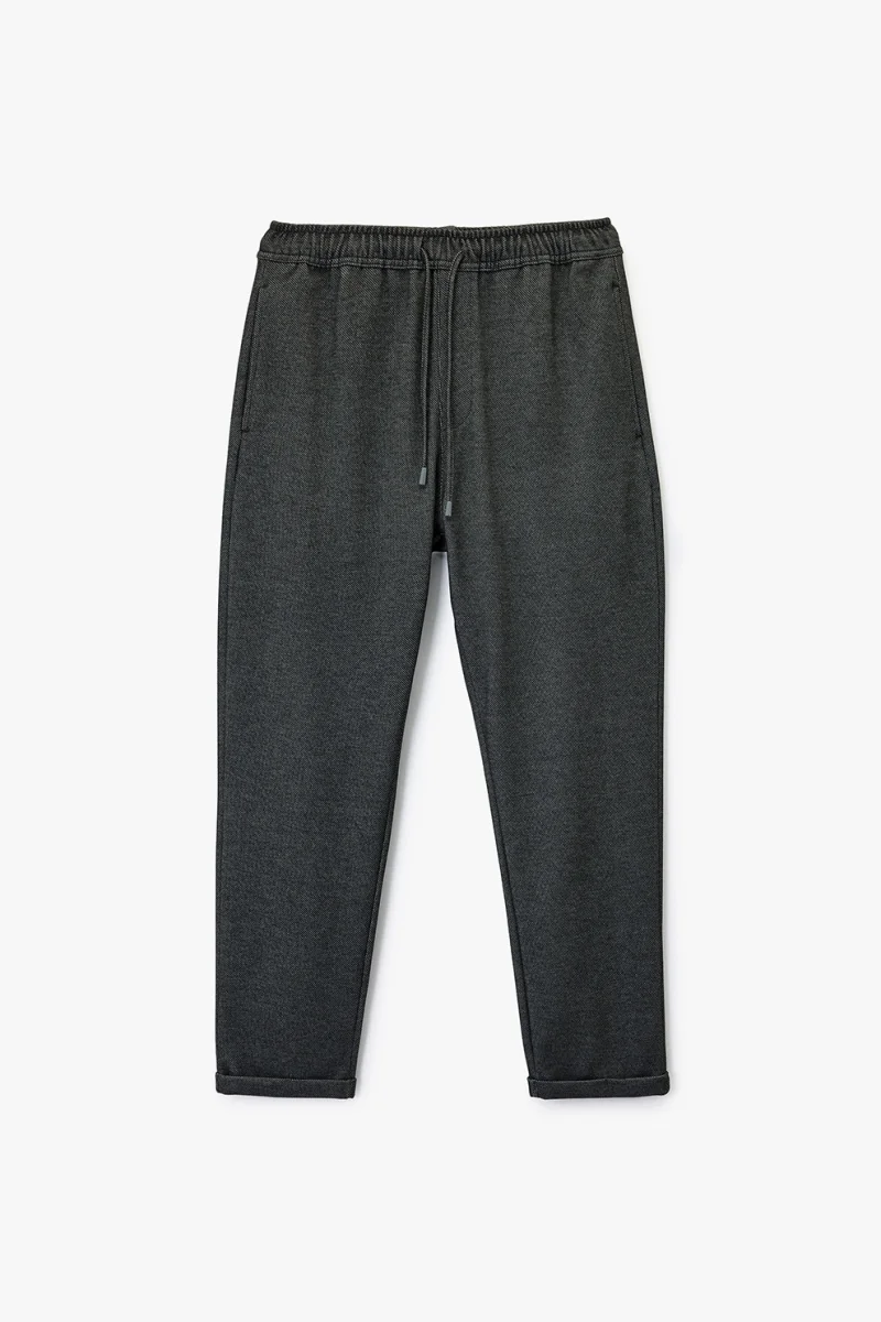 Pantaloni texturati de trening cu buzunare laterale, Gri antracit