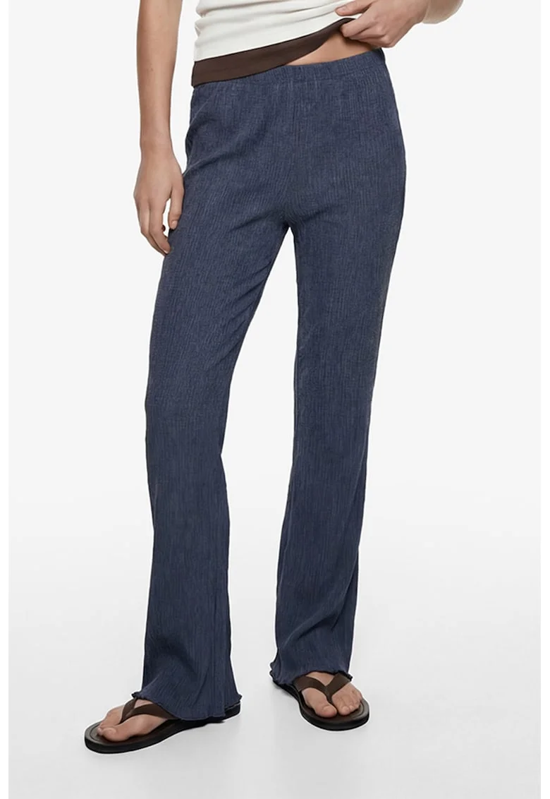 Pantaloni texturati mid-high, Albastru prafuit