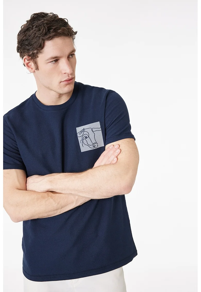 Tricou de bumbac, Albastru indigo
