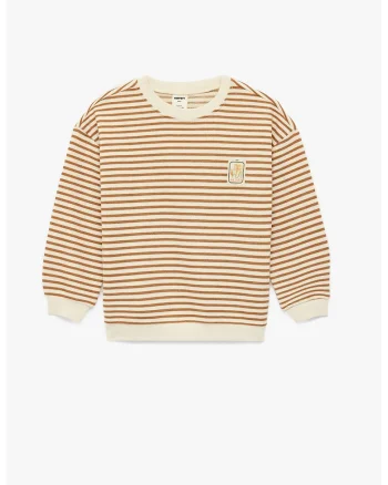Bluza de trneing din amestec de bumbac cu dungi, Maro/Galben deschis