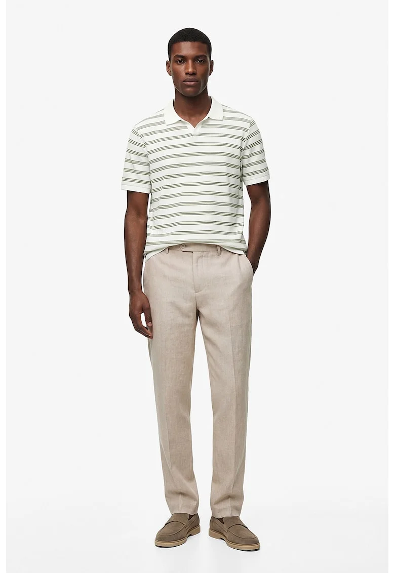 Tricou polo in dungi, Alb/Verde