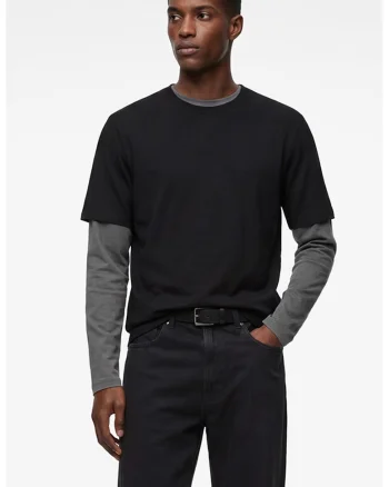 Tricou uni cu decolteu la baza gatului, Negru