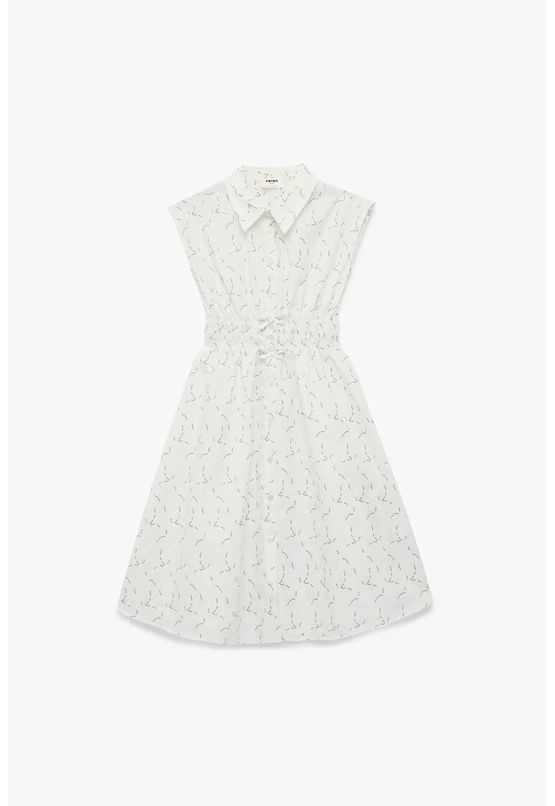 Rochie evazata fara maneci, Alb/Maro
