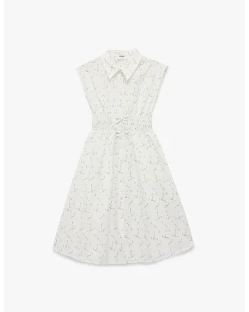 Rochie evazata fara maneci, Alb/Maro