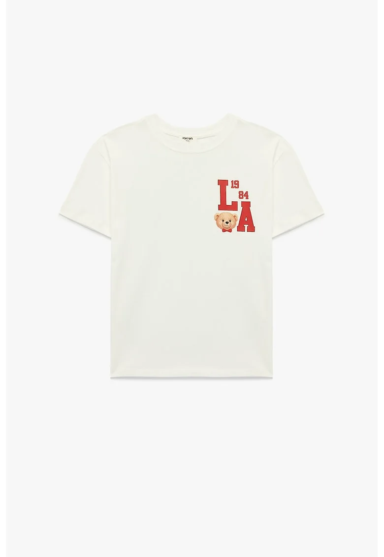 Tricou de bumbac cu imprimeu grafic pe spate, Rosu/Alb murdar