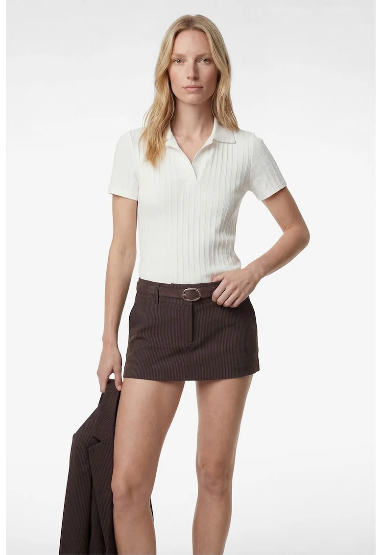 Tricou polo slim fit, Alb