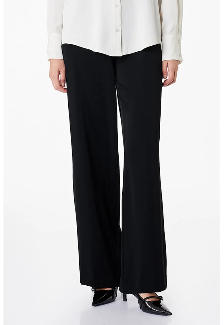 Pantaloni ampli cu talie inalta, Negru