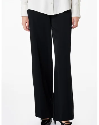 Pantaloni ampli cu talie inalta, Negru