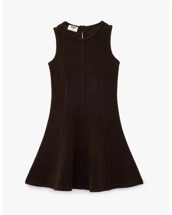 Rochie fara maneci cu pliuri, Maro inchis