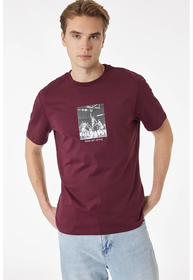 Tricou cu imprimeu foto, Visiniu