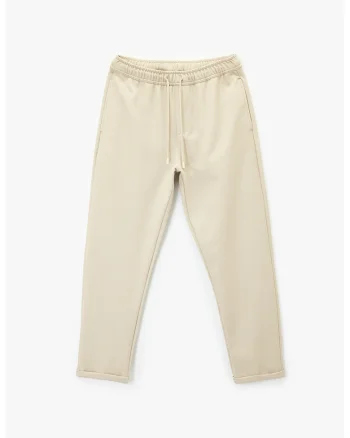 Pantaloni texturati de trening cu buzunare laterale, Bej