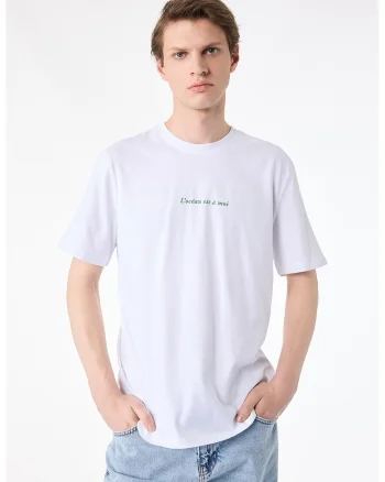 Tricou supradimensionat cu text si foto, Alb
