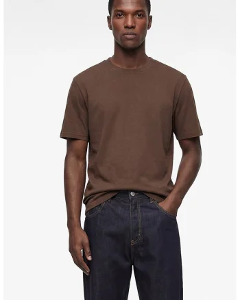 Tricou cu decolteu la baza gatului, Maro pamantiu