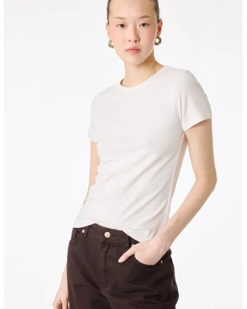 Tricou slim fit uni, Alb murdar