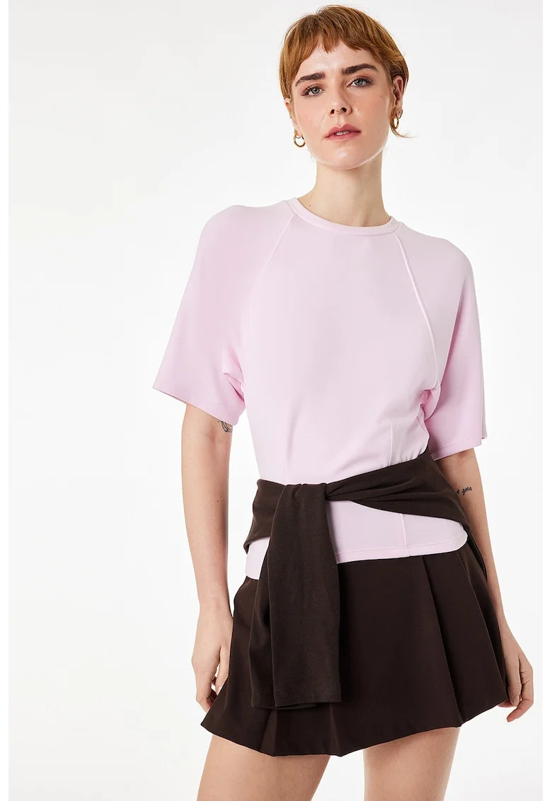 Tricou uni din amestec de modal, Roz pastel
