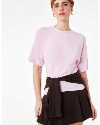 Tricou uni din amestec de modal, Roz pastel
