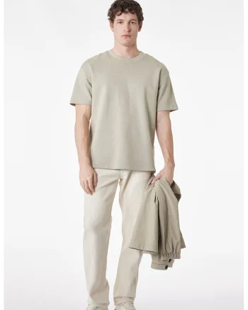Tricou relaxed fit cu decolteu la baza gatului, Verde pal