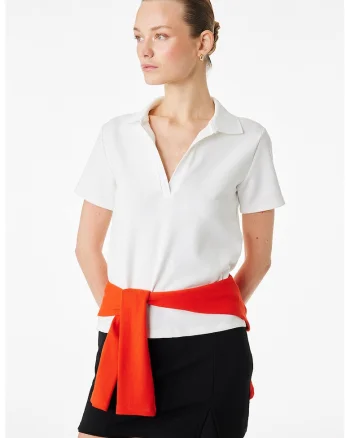 Tricou polo din amestec de modal, Alb optic