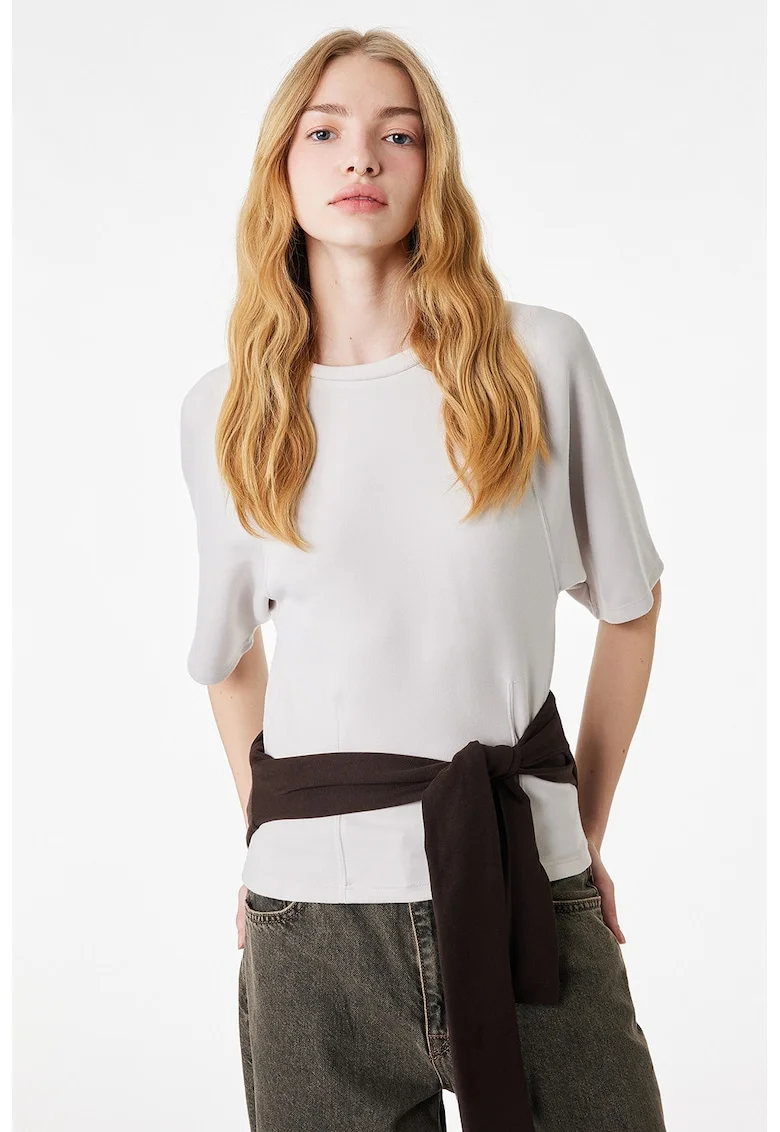 Tricou uni din amestec de modal, Alb murdar