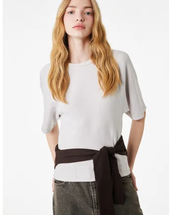 Tricou uni din amestec de modal, Alb murdar