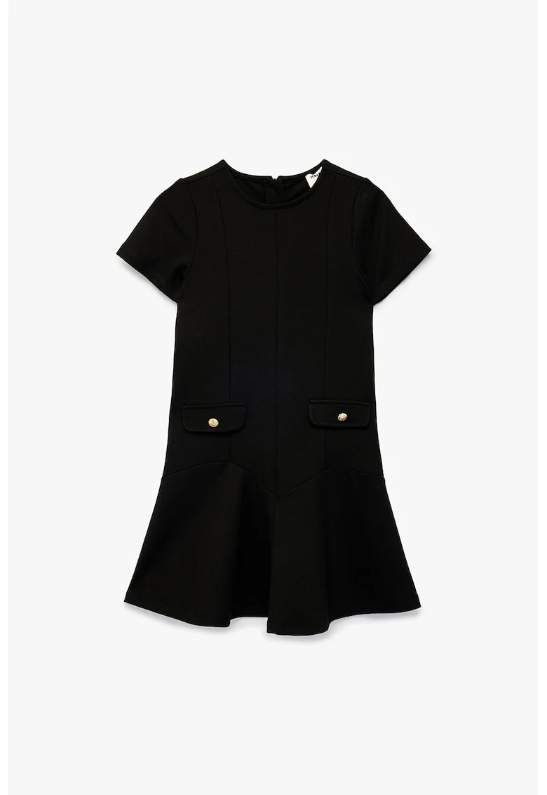 Rochie cu clape decorative, Negru