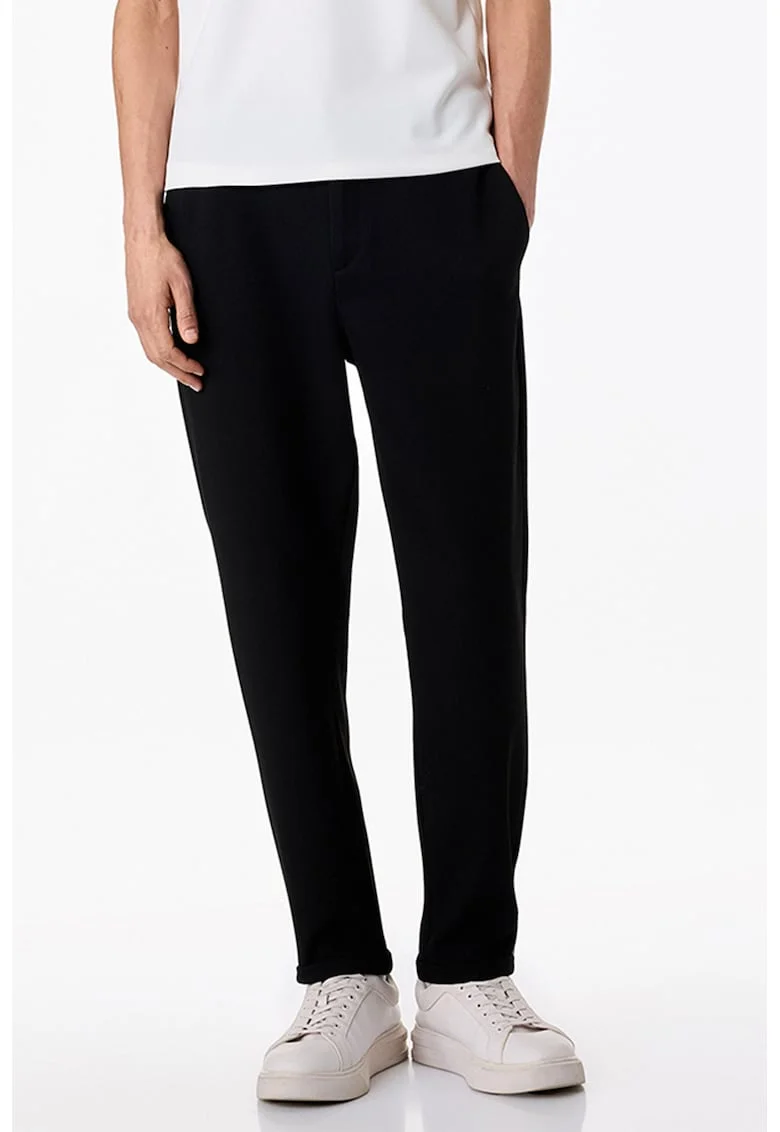 Pantaloni conici cu talie elastica, Negru