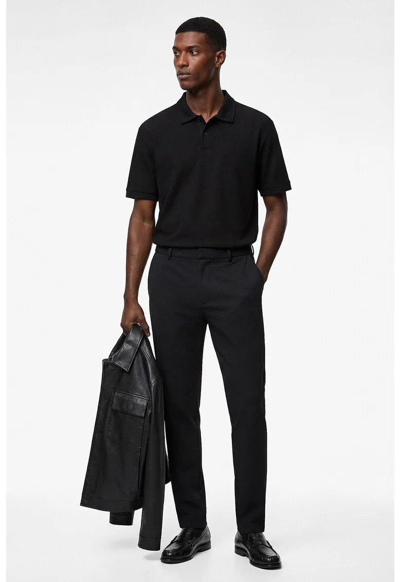 Tricou polo de bumbac, Negru