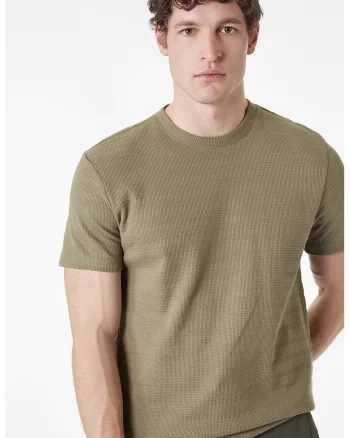 Tricou uni cu decolteu la baza gatului, Kaki