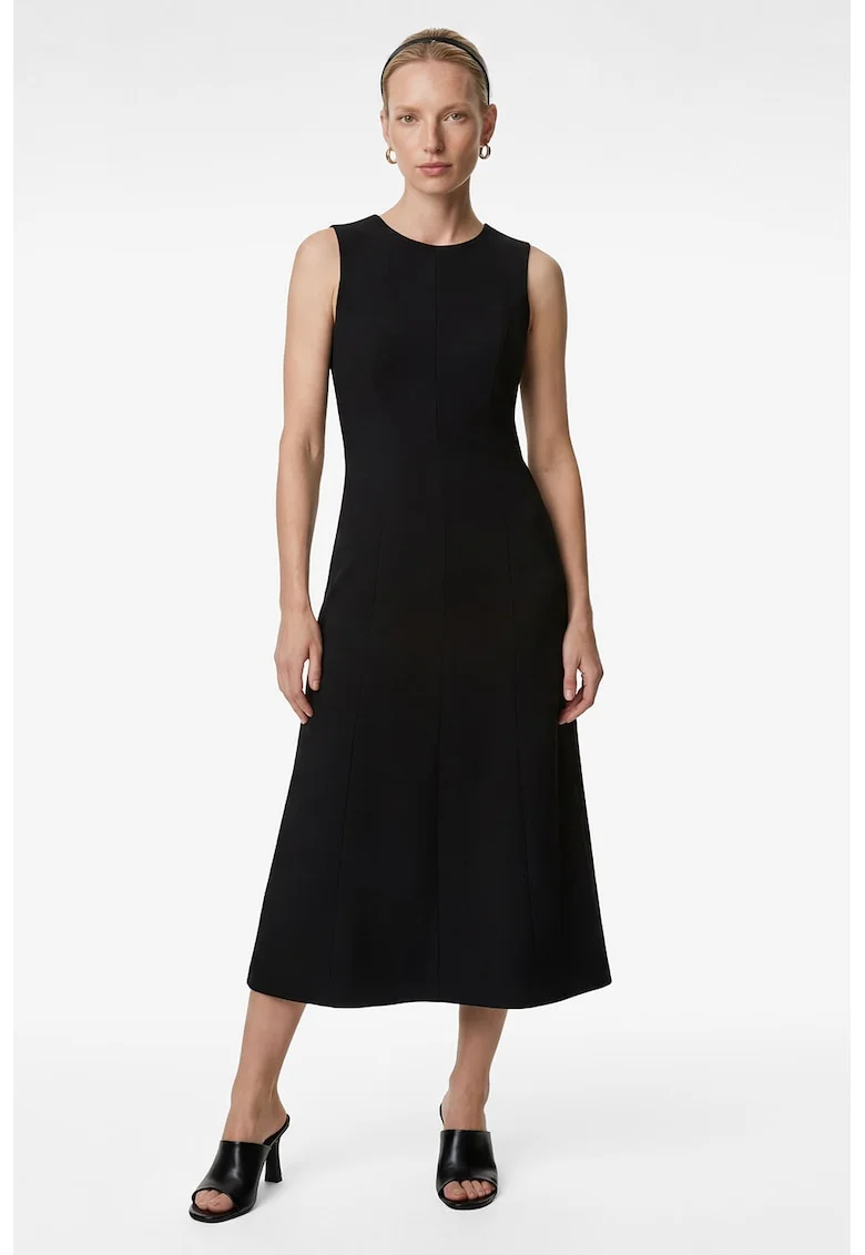 Rochie evazata fara maneci, Negru