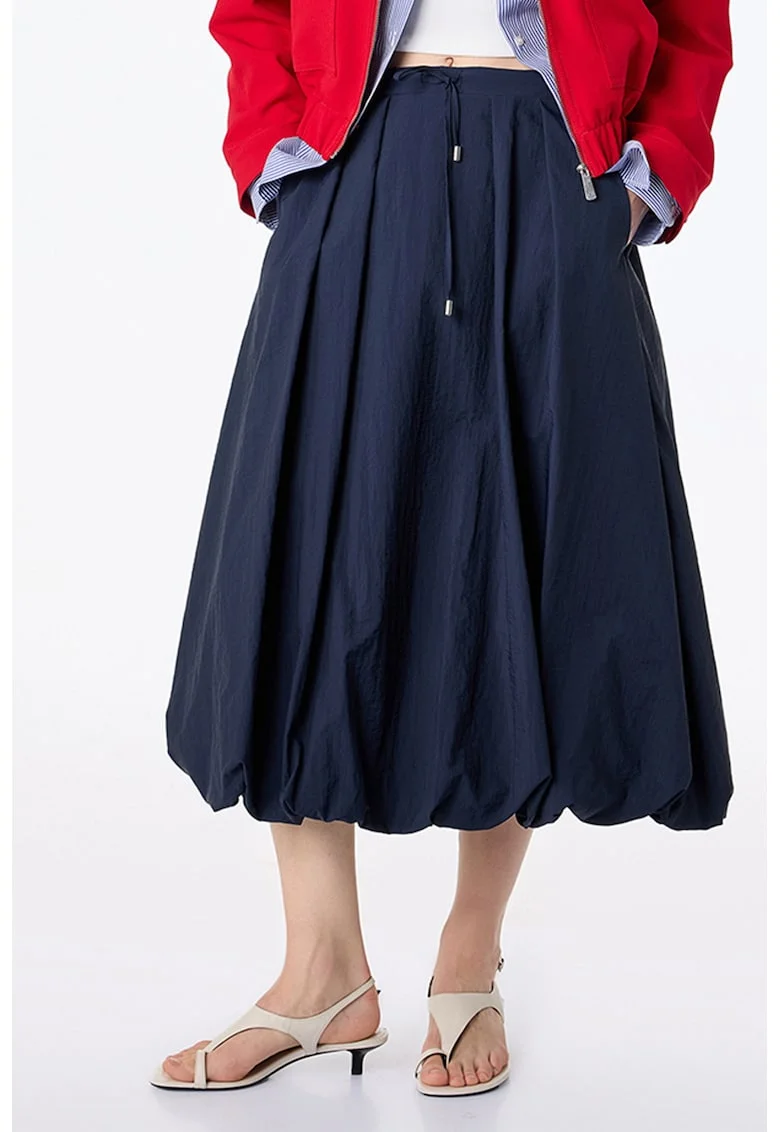 Fusta midi cu buzunare, Bleumarin