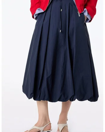 Fusta midi cu buzunare, Bleumarin