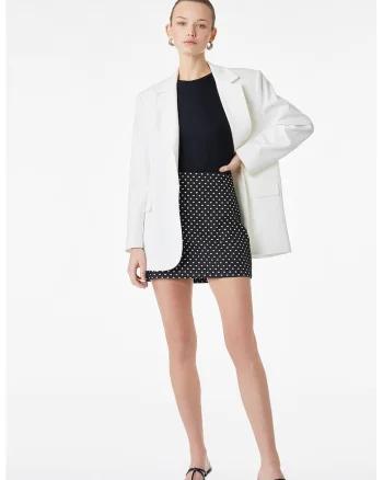 Fusta mini cu buline, Alb/Negru stins