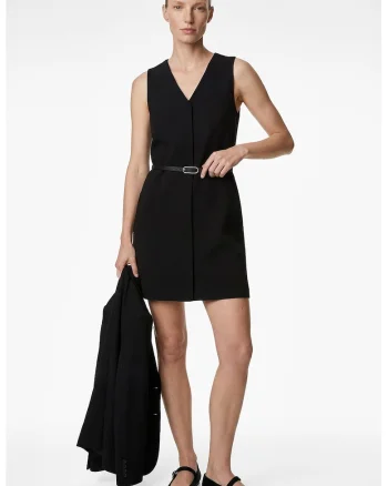 Rochie mini fara maneci cu decolteu in V, Negru