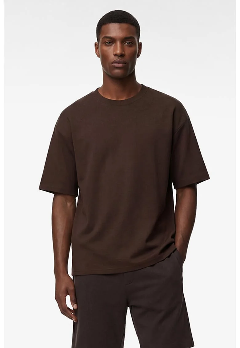 Tricou regular fit de bumbac, Maro inchis