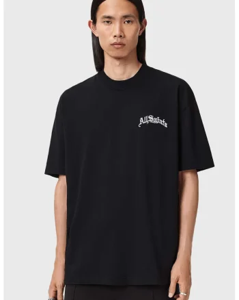 Tricou supradimensionat din bumbac organic Descent, Negru