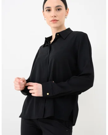 Camasa vaporoasa cu maneci lungi, Negru