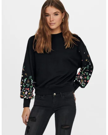 Bluza de trening cu maneci cazute Brooke, Negru/Multicolor