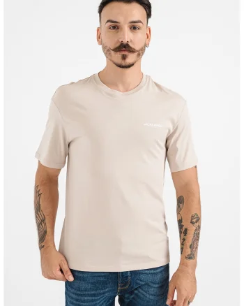 Tricou de bumbac cu logo, Bej deschis