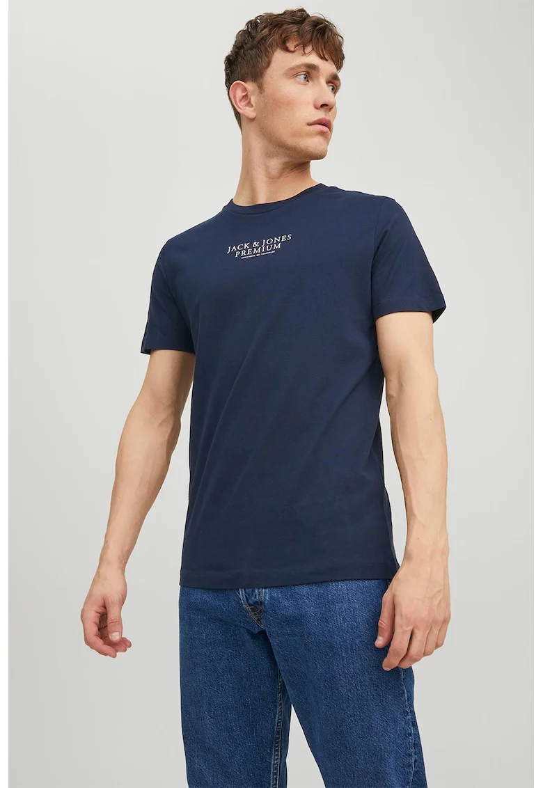 Tricou cu decolteu la baza gatului, Bleumarin
