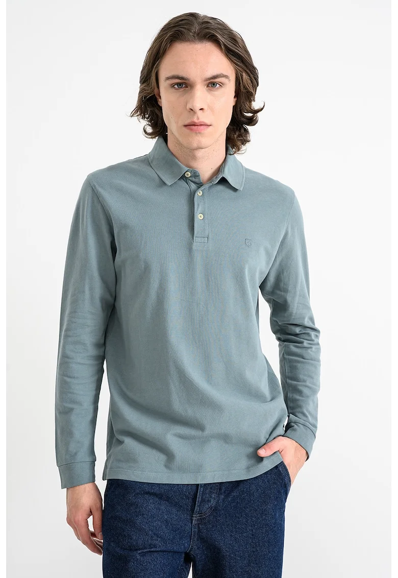 Bluza polo regular fit din bumbac pique, Albastru prafuit