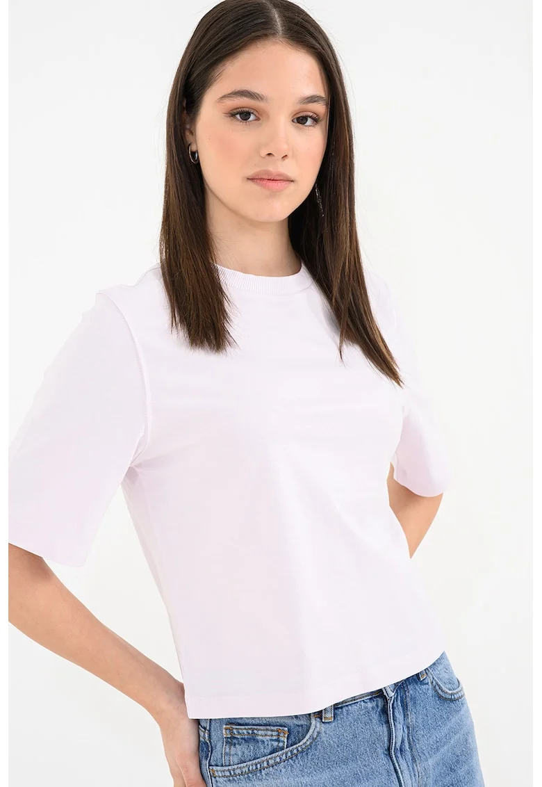 Tricou de bumbac cu decolteu la baza gatului Ben, Lila